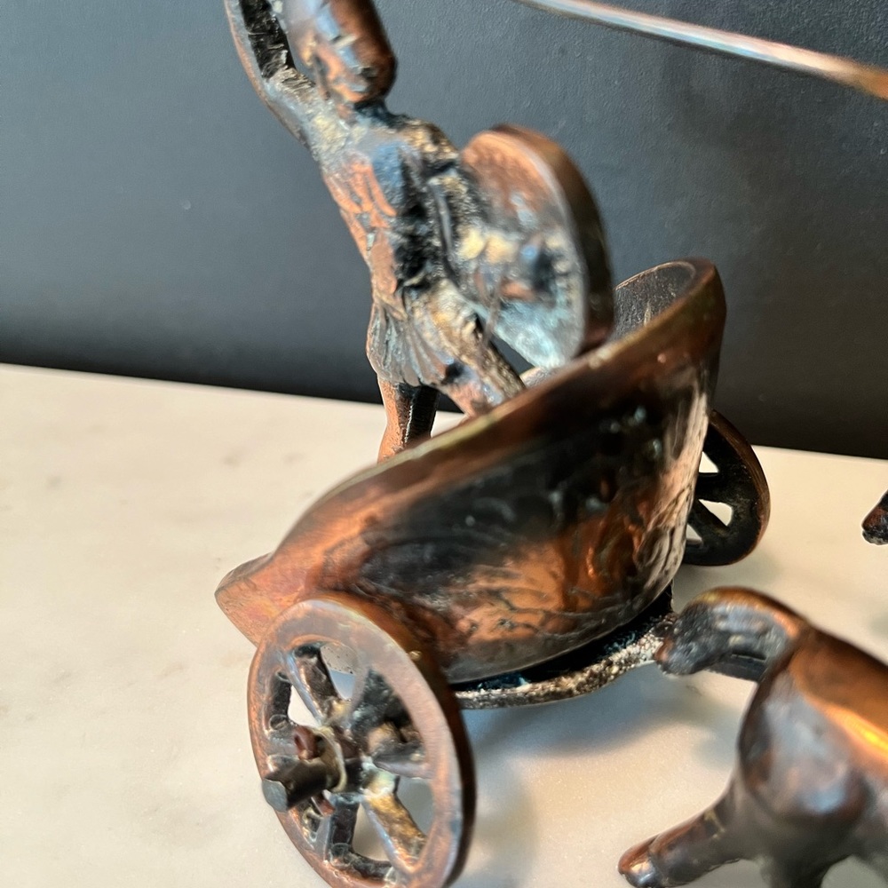 Roman Gladiator Chariot Brass Figurine Statue - Picture 4 of 7